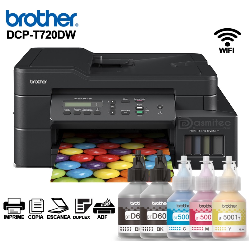 Impresora Brother Multifuncional T720dw WIFI + ADF 26color/30PPM         