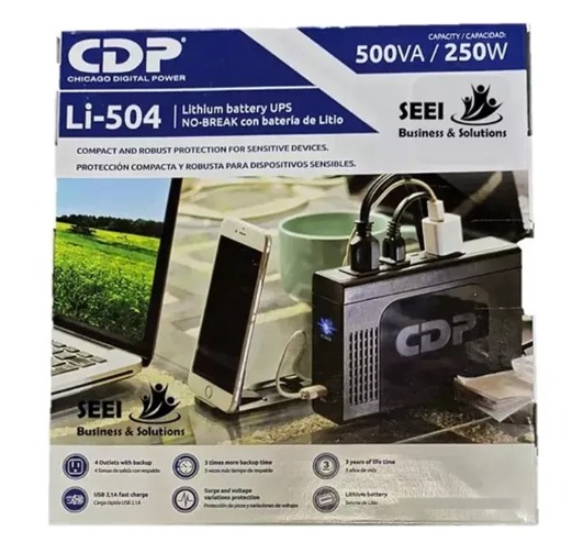 c417 CDP LI-504 UPS de 500VA 250w bateria de Litio 4 tomas 2 bateria 2 supresion de picos