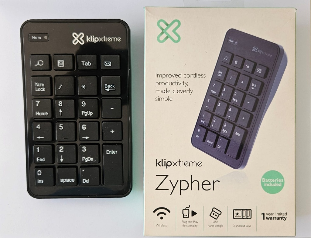 Teclado num&eacute;rico inal&aacute;mbrico/klipx              