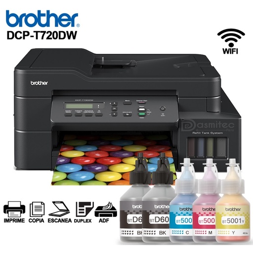 Impresora Brother Multifuncional T720dw WIFI + ADF 26color/30PPM         