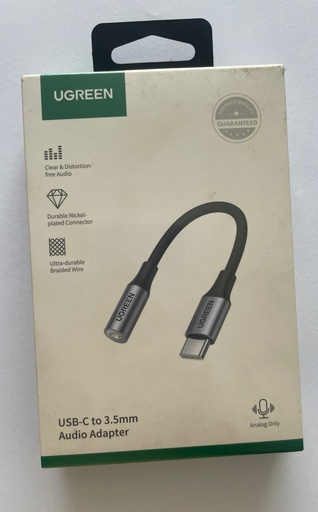 c30 cable tipo C A plug 3.5MM hembra 10CM gris av142 ugreen