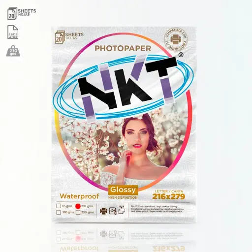 Papel foto NKT tamaño carta 210G/20Hojas 